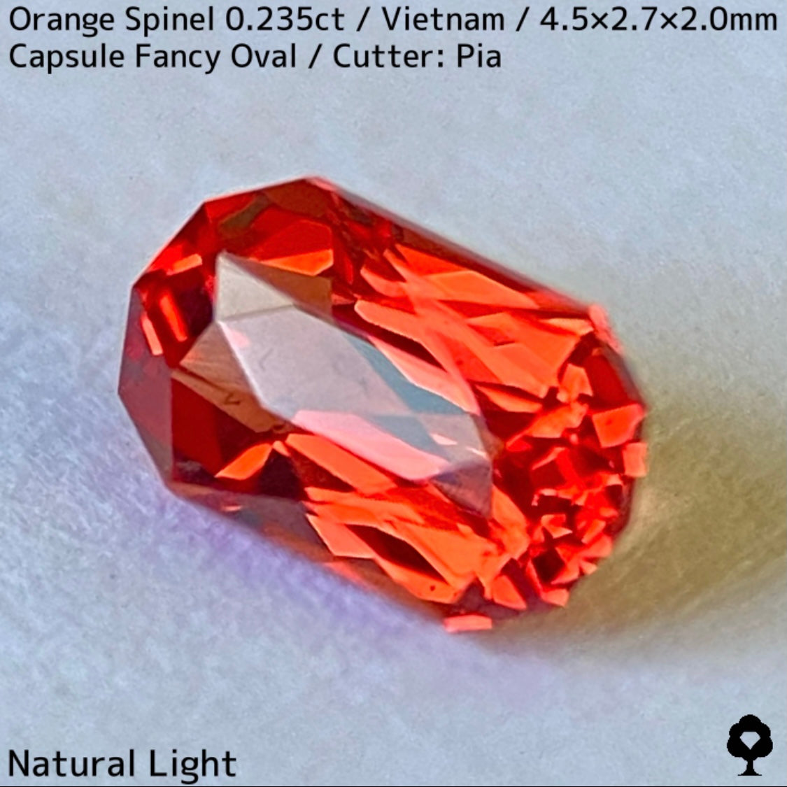 ベトナム産オレンジスピネル0.235ct★超美結晶のカプセルシザースから強烈オレンジネオンの煌めき