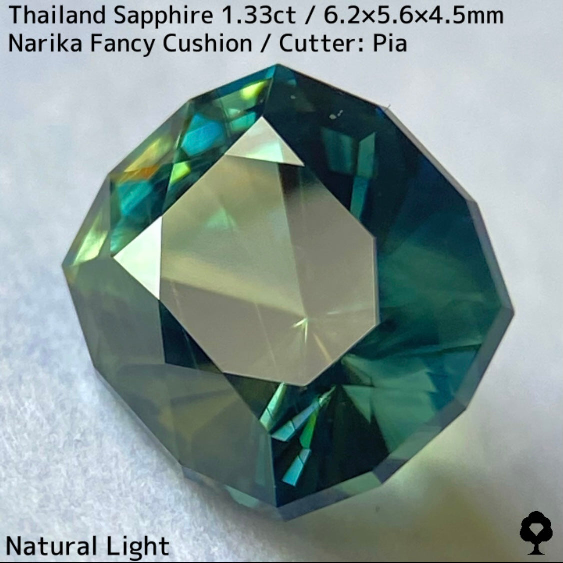 タイ産サファイア1.33ct★ブルー・グリーン・イエローの深いパーティ感のある秒針のような鋭い煌めき放つリバーシブルな一石