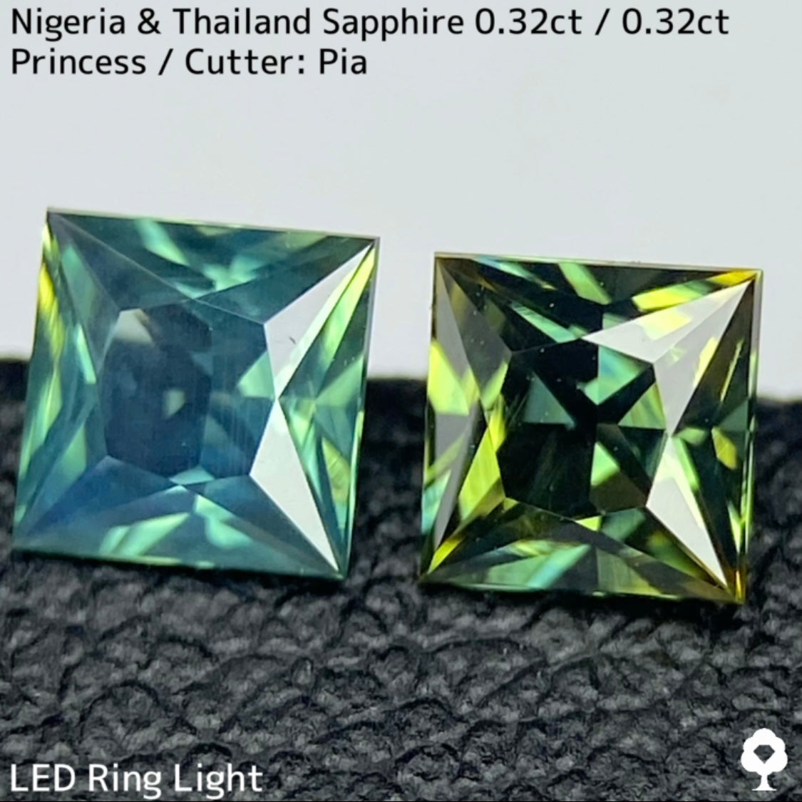 サファイア産地見比べ2石セット計0.64ct★ナイジェリア産0.32ct/タイ産0.32ct