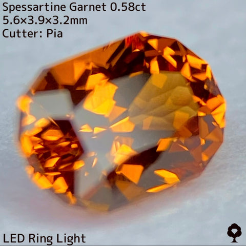 煌めき溢れる超クリーンな冴えるオレンジ美結晶★スペサタイトガーネット0.58ct