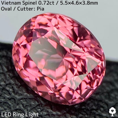 ベトナム産スピネル0.72ct★原石からつくりあげたオレンジーピーチパパラチァピンクの超美結晶