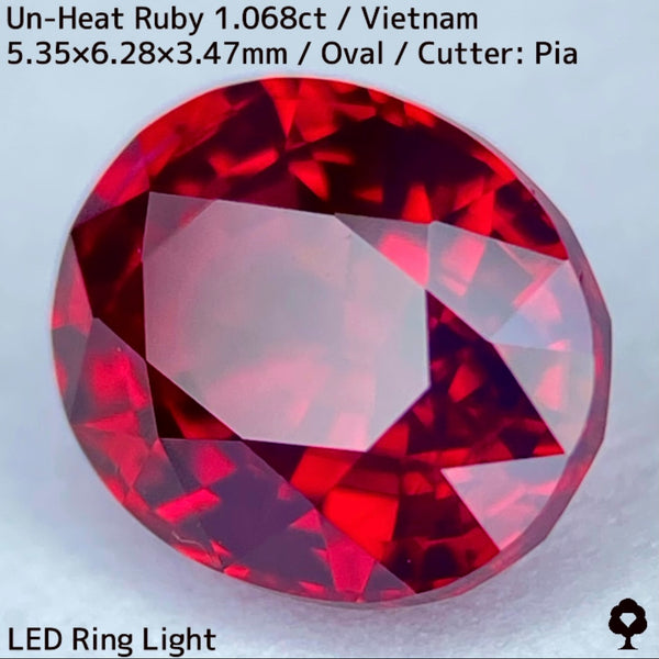 2024ルビーフォーカス一級便★ベトナム産非加熱ルビー1.068ct★濃厚で複雑な色が作り上げる真赤の希少美結晶から放たれるネオンの煌めき