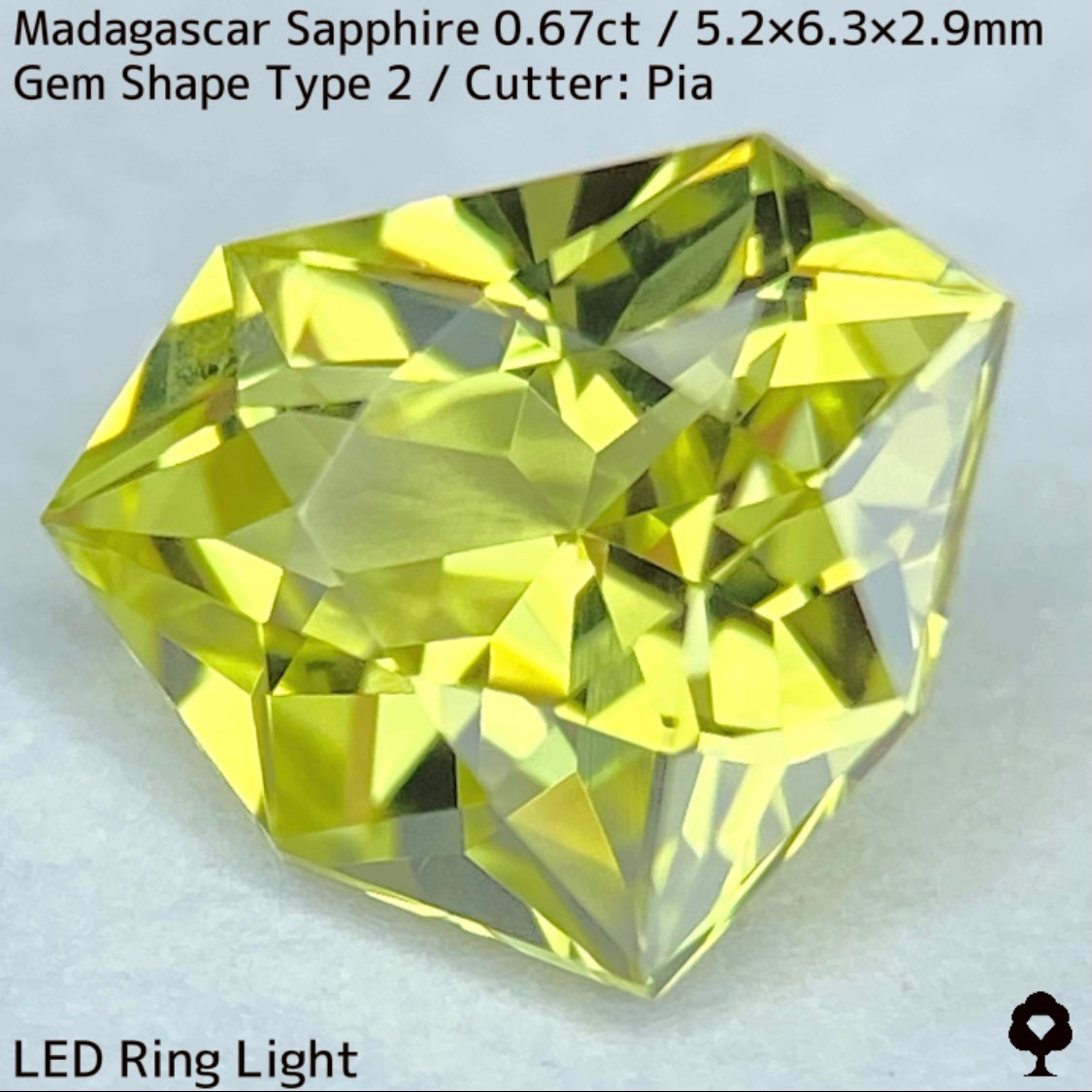【お客さま専用】マダガスカルサファイア0.67ct★宝石形タイプ2のシェイプ可愛い煌めき強いライトグリニッシュイエロー