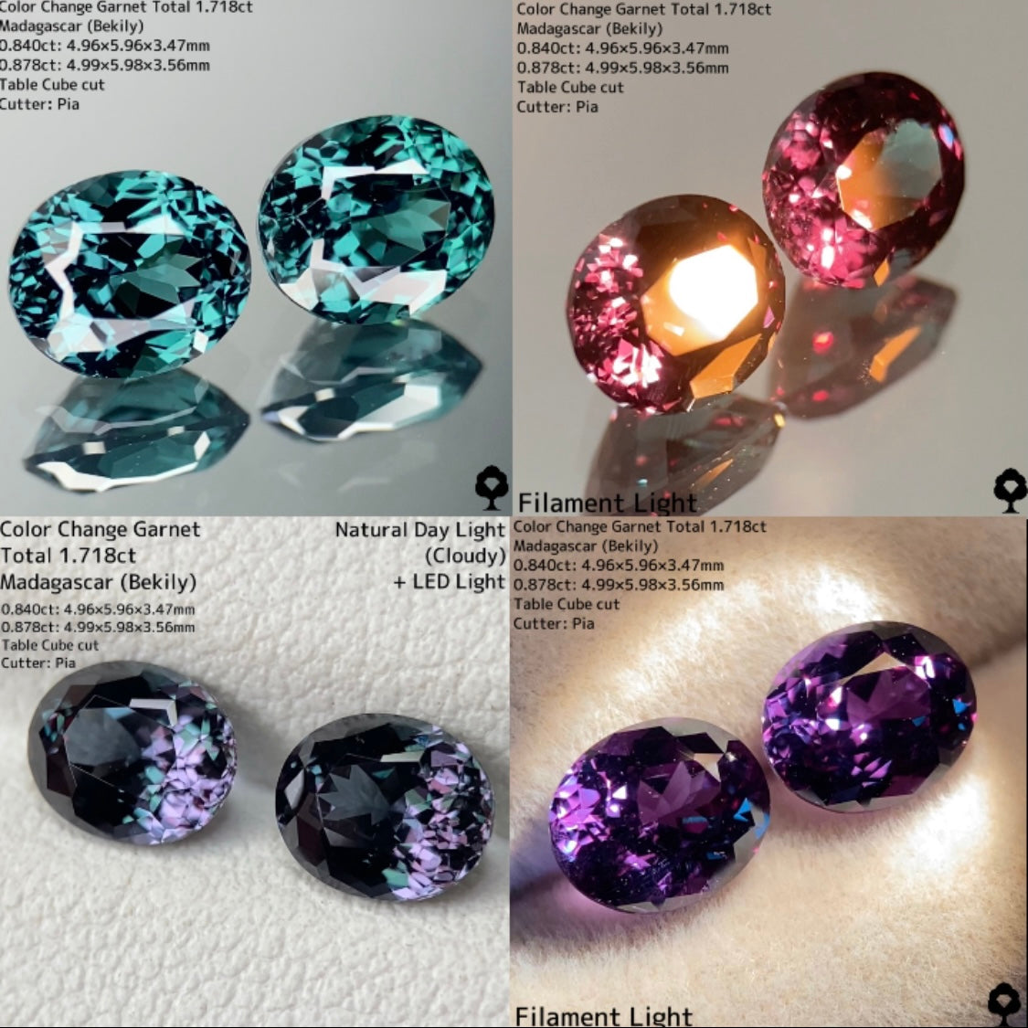 1級品超美結晶グリーン系ベキリーガーネット0.840ct/0.878ctペア計1.718ct