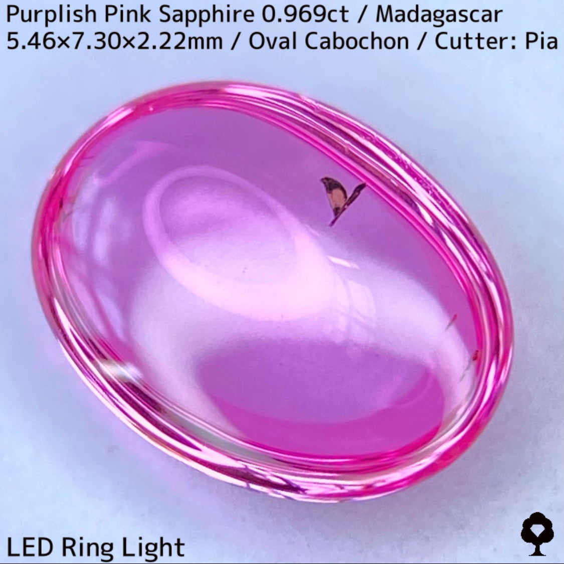 マダガスカル産ピンクサファイア0.969ct★美しい石質の美ピンクに音符のような蝶のようなインクルが可愛い