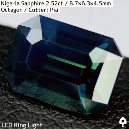 ナイジェリア産サファイア2.52ct★ダークシルキーインディゴカラーに潜むグリーンやイエローが奥深く美しい