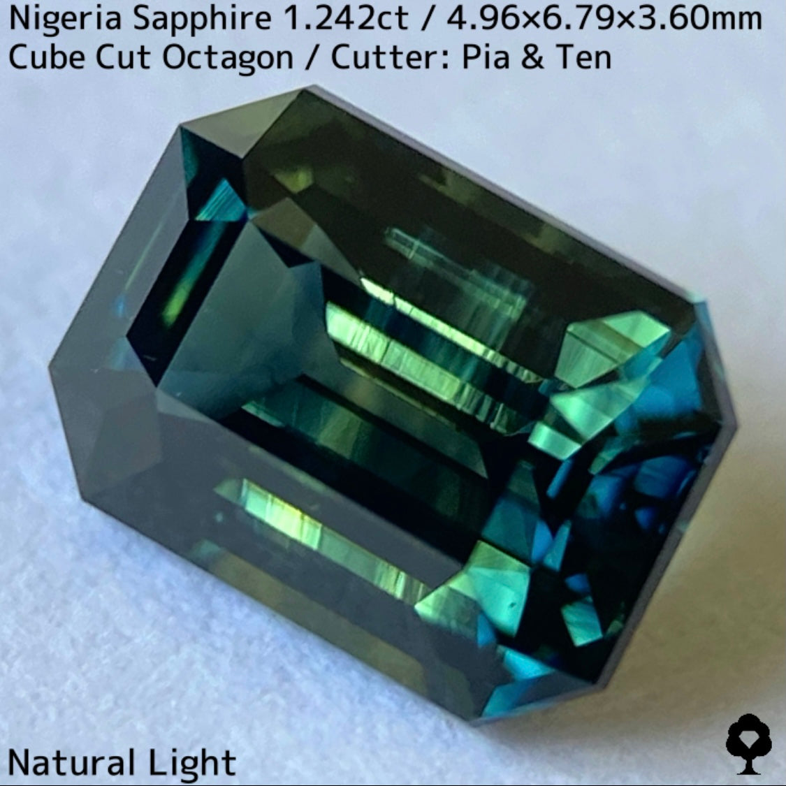 ナイジェリア産サファイア1.242ct★シルバーグリーンとインディゴカラーバンドの交差が面白い