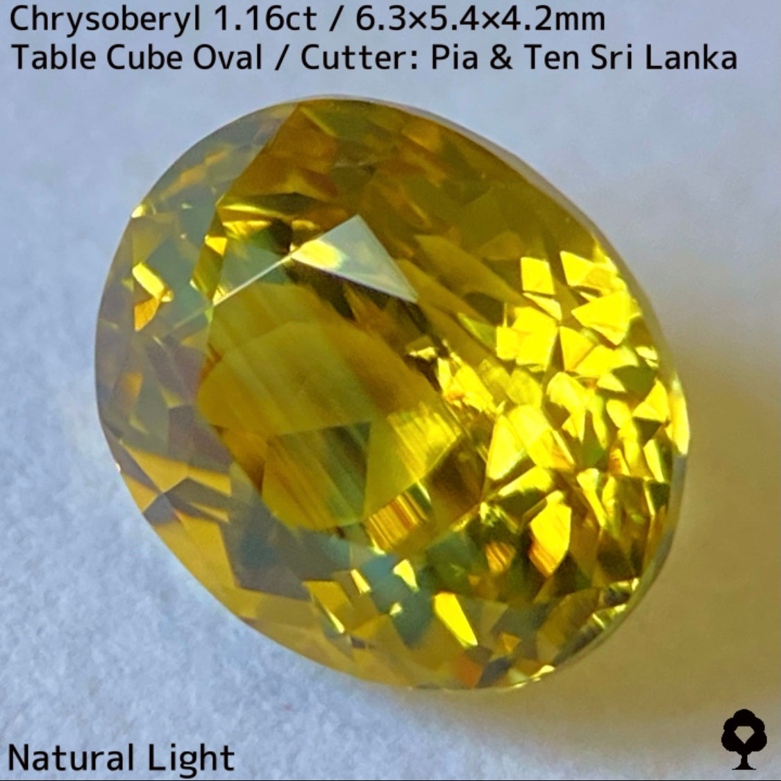 クリソベリル1.16ct☆原石からつくりあげたシラーバンド美しい超