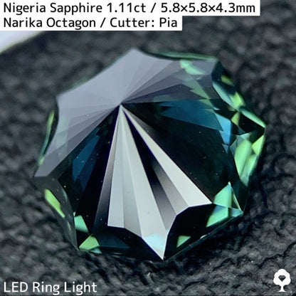 ナイジェリア産サファイア1.11ct★ダークブルーイッシュグリーンからインディゴの鋭い秒針のような煌めき放つ