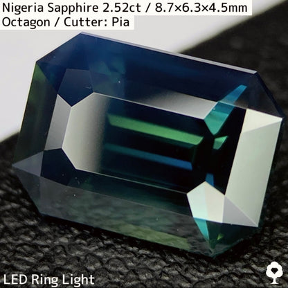 ナイジェリア産サファイア2.52ct★ダークシルキーインディゴカラーに潜むグリーンやイエローが奥深く美しい