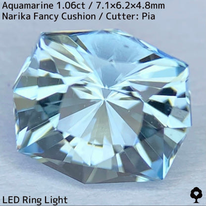 アクアマリン1.06ct★ファイアー煌めく華やかで爽やかなライトブルーのナリカーカット