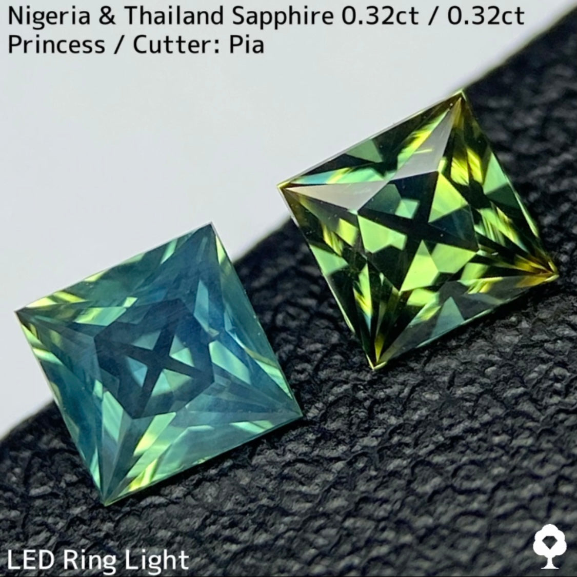 サファイア産地見比べ2石セット計0.64ct★ナイジェリア産0.32ct/タイ産0.32ct