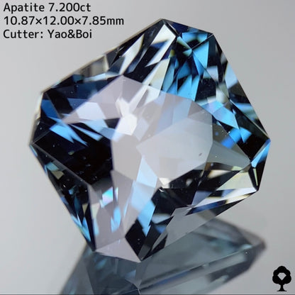 【激レアカラー】グリニッシュなブルーと強いコントラストの渋カッコいい逸品★アパタイト7.200ct