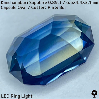 カンチャナブリー産サファイア0.85ct★シルキーブルーとライトイエローが生み出す柔らかなグリニッシュシルキーカンチャブルー