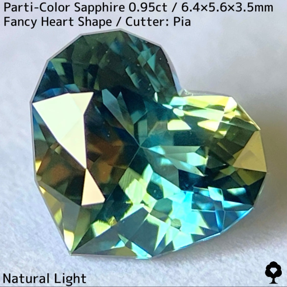 パーティカラーサファイア0.95ct★イエローからパープル感じるブルーまでのカラフルなパーティ感美しいレアファンシーハート