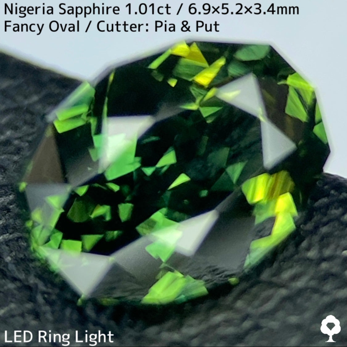 ナイジェリア産サファイア1.01ct★ブルーイッシュグリーンとイエローの混ざり合うリバーシブル感が面白い美結晶
