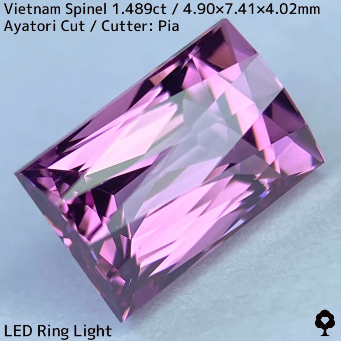 ベトナム産スピネル1.489ct★妖艶なピンキッシュパープルの超美結晶原石の形を生かしたシザースのあやとりカット