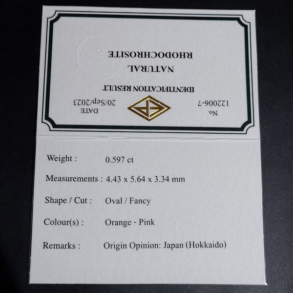 国産宝石の底力、軟らかい雰囲気をキューブカットでお届け / ロードクロサイト 0.597ct