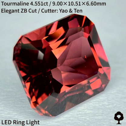 グラデ感ある秋色の紅葉狩りトルマリン4.551ct★宝石のカタチ浮かぶZBカット