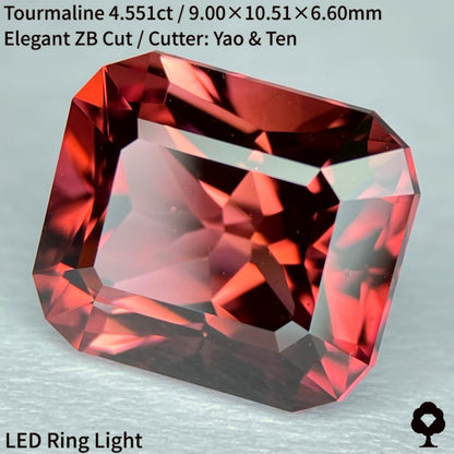 グラデ感ある秋色の紅葉狩りトルマリン4.551ct★宝石のカタチ浮かぶZBカット