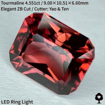 グラデ感ある秋色の紅葉狩りトルマリン4.551ct★宝石のカタチ浮かぶZBカット