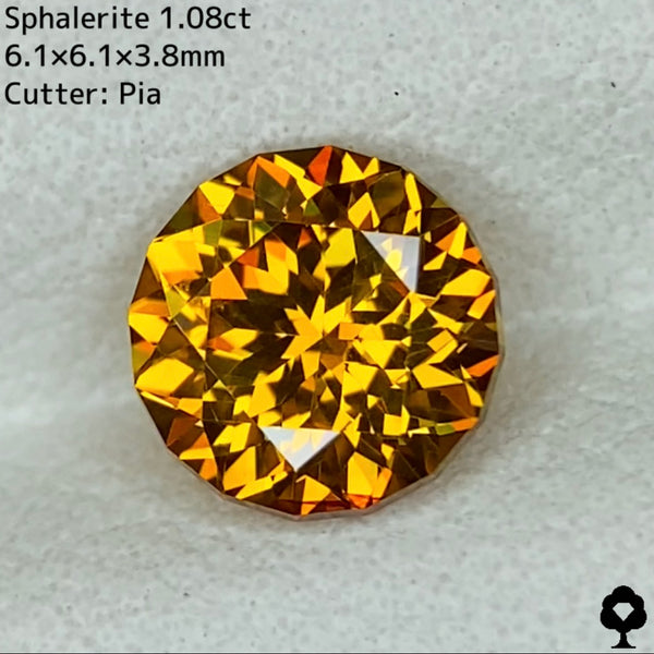 スファレライト1.08ct★希少なクラリティの美結晶がテリツヤ抜群の完璧な16角形ファンシーラウンドに仕上がった奇跡