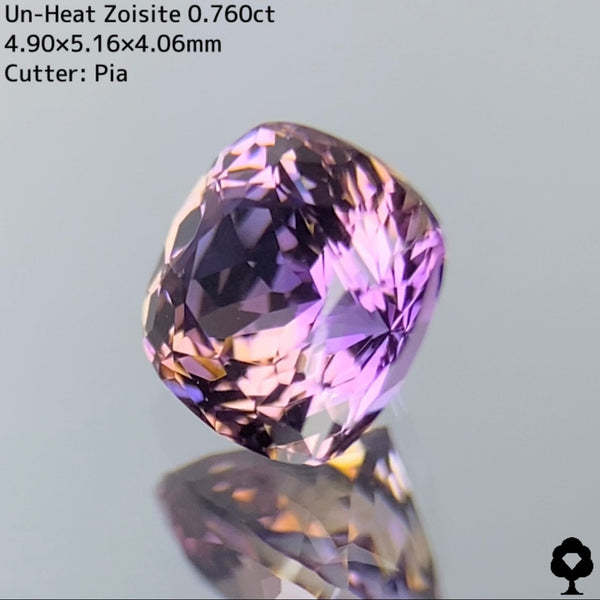非加熱ゾイサイト0.760ct★非加熱の希少な色のり良いピンクにゴールド・パープル混ざり合う多色感がたまらない