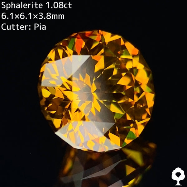 スファレライト1.08ct★希少なクラリティの美結晶がテリツヤ抜群の完璧な16角形ファンシーラウンドに仕上がった奇跡