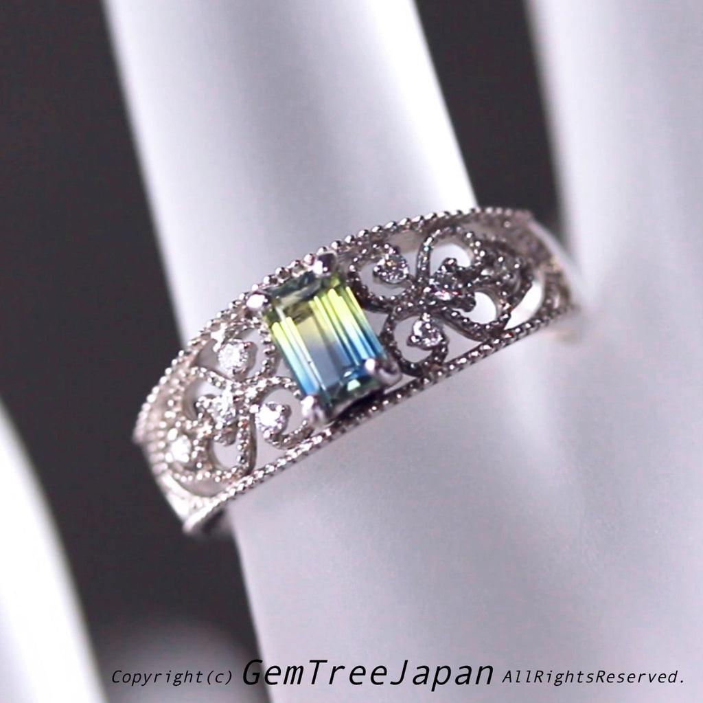 非加熱バイカラーサファイア0.58ct💎プラチナリング💍ハッピーアワー