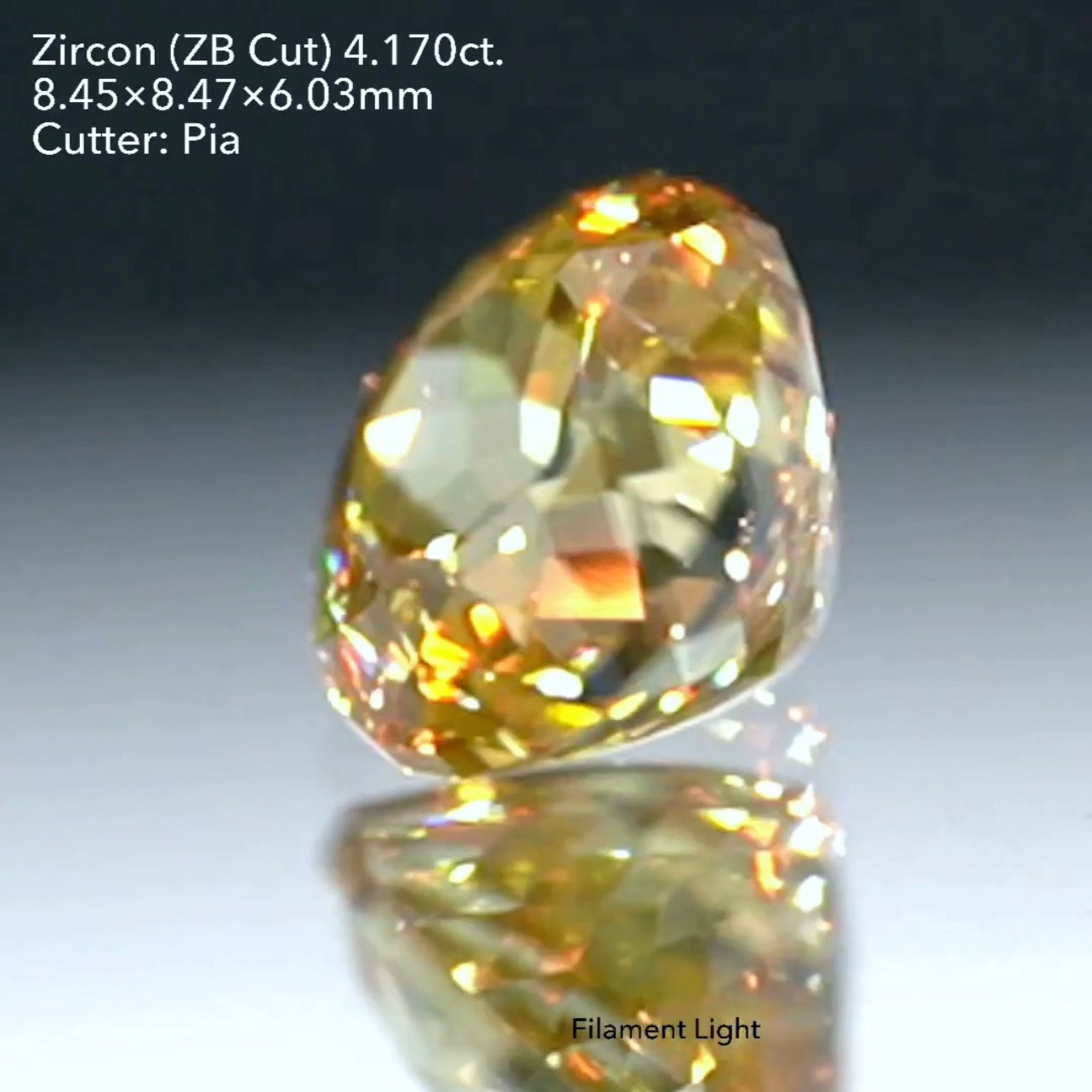 ナント20角形❗️ラウンドカット＆ゴールドの王道感あるキラメキ✨テーブル周りに10個の宝石形が浮かび上がるジルコン4.170ct【ZBご利用無制限】