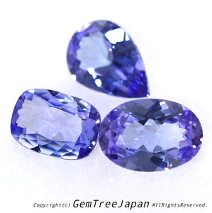 異なる３種類の形・タンザナイト3個セット計1.27ct