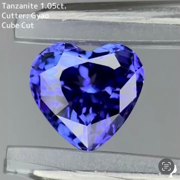 お手本のような美シェイプの美色ハート★タンザナイト 1.05ct  ゲオちゃん【Cube cut】
