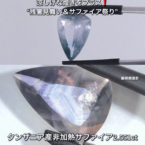 “おもしろづくし”2.551ctタンザニア産非加熱サファイア💎“涼しげな煌き”をプラスした“サファイア祭り”✨魅力的な即決価格を付けてオークションでご紹介❗️こちらは本日「22時22分終了」となります⏰