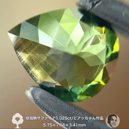 ゴールデンシラーが煌めく非加熱サファイア1.025ct✨ピアッちゃん作品