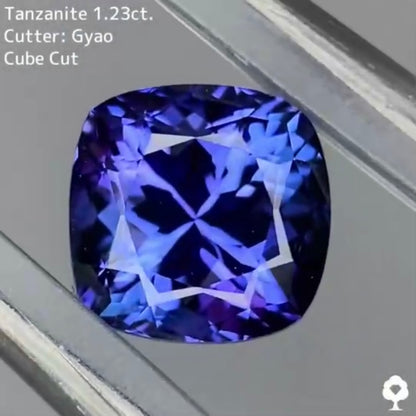 【お客さま専用】花のような煌めきを放つ多色性感じる美色クッションタンザナイト 1.23ct  ゲオちゃん作品【Cube Cut】20ZBご利用価格