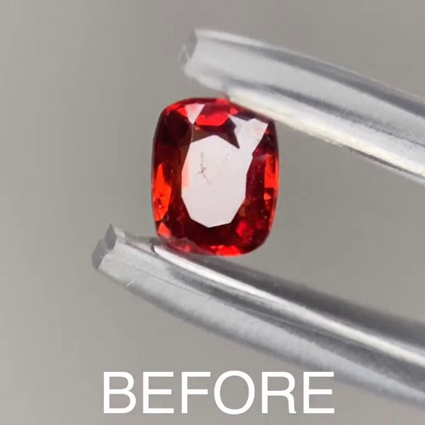 【BeforeAfterギャンブル企画】カットがモヤモヤするBefore宝石が生まれ変わる‼️レディッシュオレンジスピネルBefore 0.532ct.