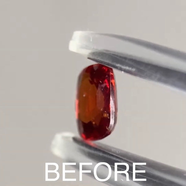【BeforeAfterギャンブル企画】カットがモヤモヤするBefore宝石が生まれ変わる‼️レディッシュオレンジスピネルBefore 0.532ct.