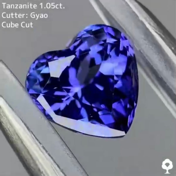お手本のような美シェイプの美色ハート★タンザナイト 1.05ct  ゲオちゃん【Cube cut】