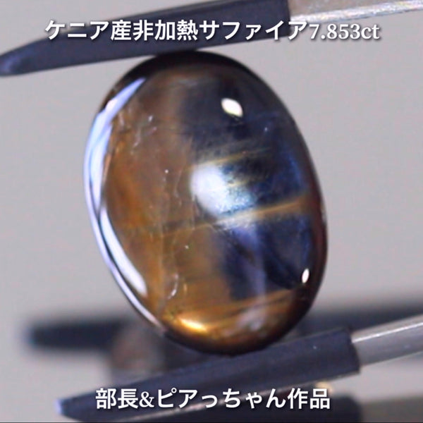 美色ブルーとゴールドシーンのバイカラー✨部長＆ピアっちゃん共同作品💎ケニア産非加熱スターサファイア7.853ct💎