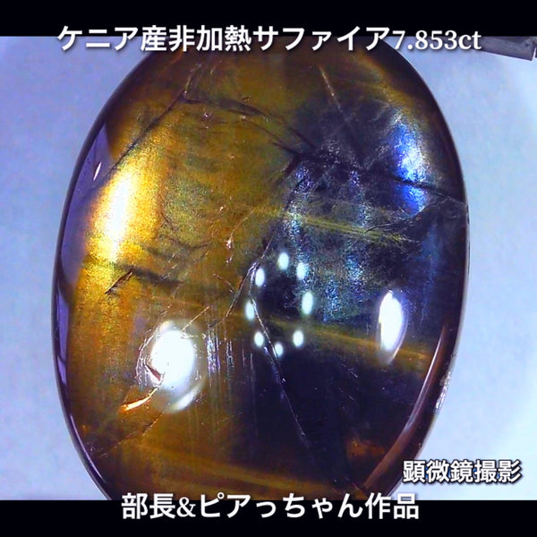 美色ブルーとゴールドシーンのバイカラー✨部長＆ピアっちゃん共同作品💎ケニア産非加熱スターサファイア7.853ct💎