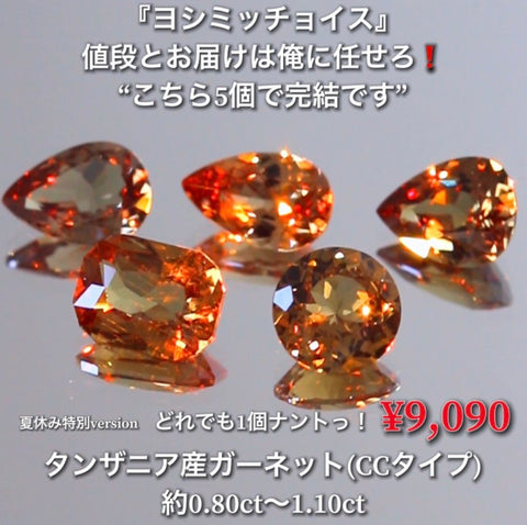 こちらは5個で完結です❗️タンザニア産ガーネット(CCタイプ)✨ヨシミッチョイス“夏休み特別version”発動❗️こちらは3発目です✌️👍値段とお届けは俺に任せろ♬どれでも￥9,090❗