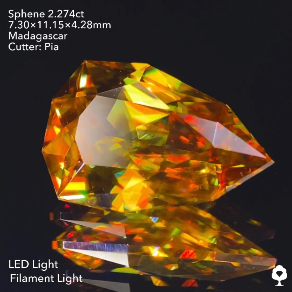 槍型から放たれるカラフルなファイアーが抜群のマダガスカル産★スフェーン2.274ct ピアッちゃん作品