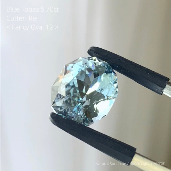 GemTreeIrmo👽ブルートパーズ Blue Topaz 5.40ct / Cutter: Rei / Fancy Oval 12