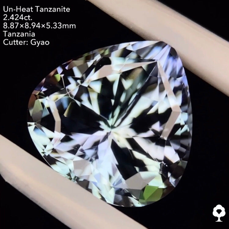 非加熱タンザナイト2.424ct. 変則キューブペアシェイプ ゲオちゃん作品