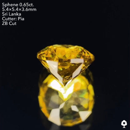 新カット【ZBカット】が施された7つの宝石が見えるスリランカ産★スフェーン0.65ct ピアッちゃん作品★ハラキリプライス