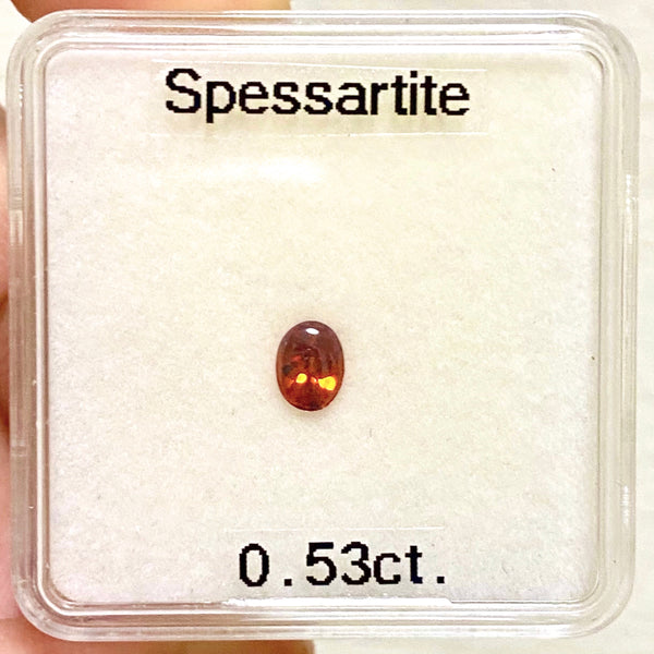 新作★ツルツル・メラメラの燃えるオレンジバフトップ★スペサタイトガーネット0.53ct