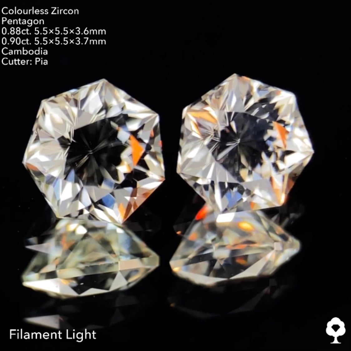 【SOLD OUT】カラーレスジルコンジルコン 0.78ct. / 0.85ct. 2個セット計1.63ct ピアッちゃん作品