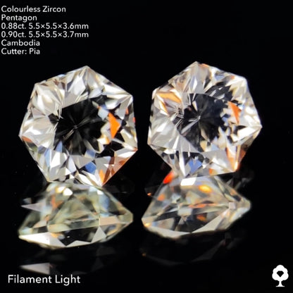 【SOLD OUT】カラーレスジルコンジルコン 0.78ct. / 0.85ct. 2個セット計1.63ct ピアッちゃん作品