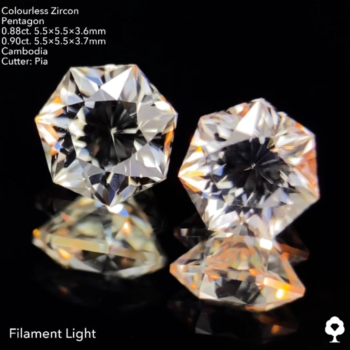 【SOLD OUT】カラーレスジルコンジルコン 0.78ct. / 0.85ct. 2個セット計1.63ct ピアッちゃん作品