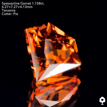 濃厚さもあるオレンジの可愛い宝石形カット★スペサタイトガーネット1.158ct.ピアッちゃん作品